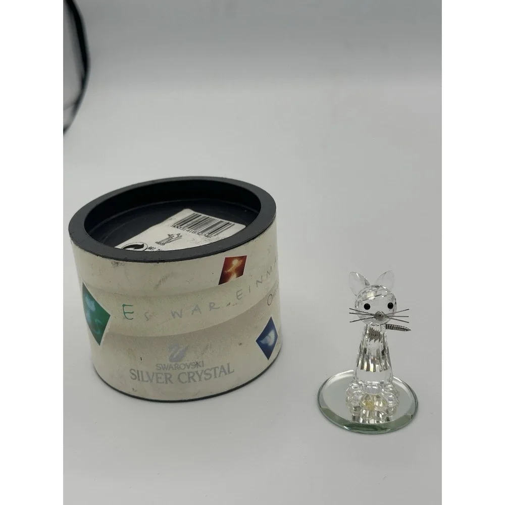 Swarovski Crystal‎ Figurine Cat With Metal Whiskers In Original Box